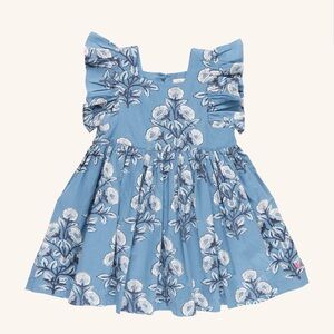 Pink Chicken Blue Floral Kids Dress